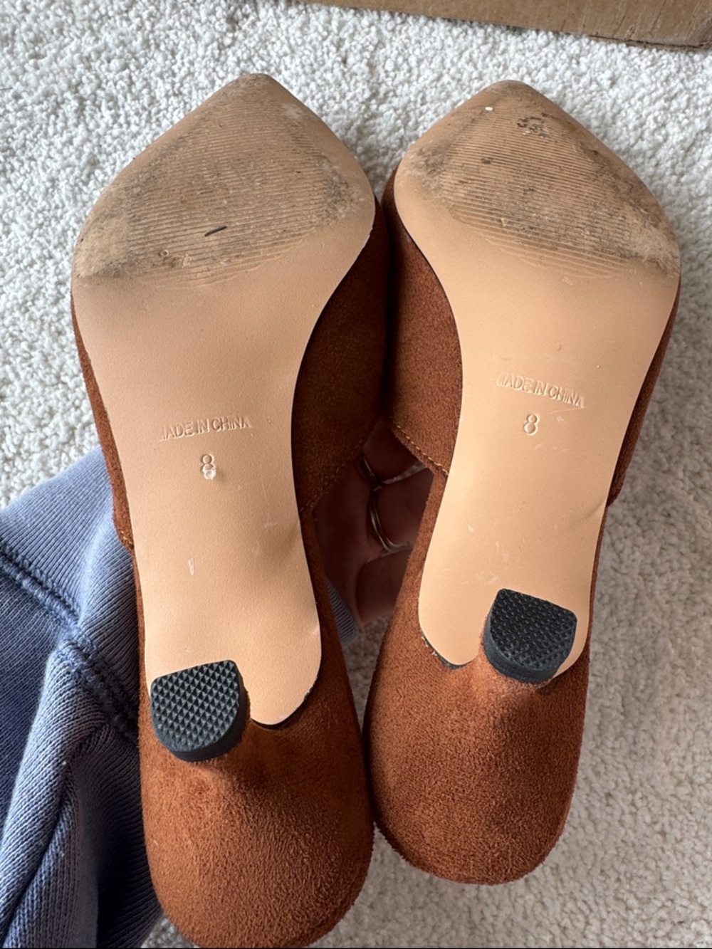 Fericzot Pointed Toe Brown Suede Mules with Buckle - Picture 4 of 5